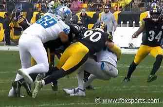 TJ Watt goes down with a hip injury while sacking Lions’ QB Jared Goff