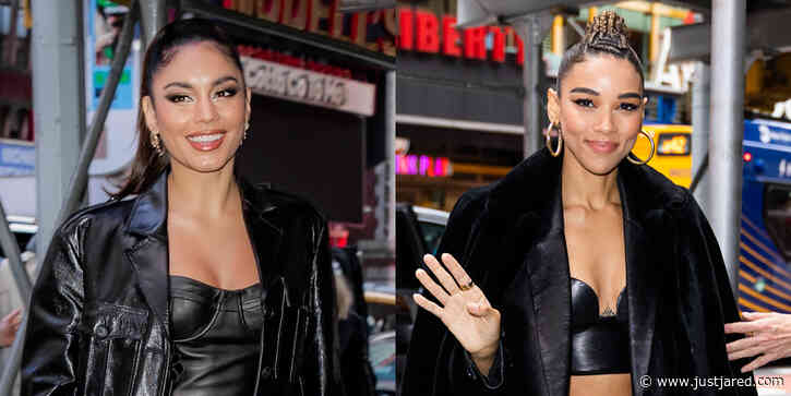 Vanessa Hudgens & Alexandra Shipp Coordinate Their Leather Looks in NYC