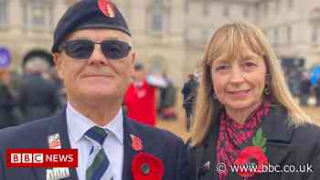 Blind Rugby veteran joins Remembrance march at Cenotaph