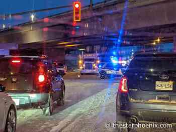 Semi hits overpass at intersection of Ruth Street and Lorne Avenue