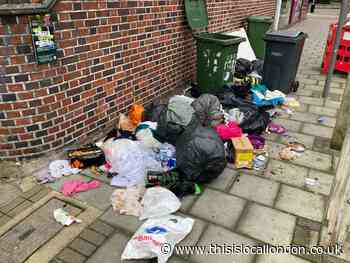 Kenton flytipping hotspot covers pavement with shoes & bread