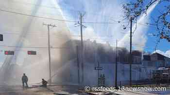 Large fire at corner grocery store in Newport News