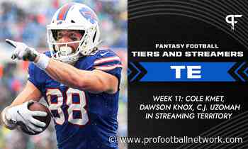 Fantasy TE Tiers and Streamers Week 11: Cole Kmet, Dawson Knox, CJ Uzomah in streaming territory - Pro Football Network