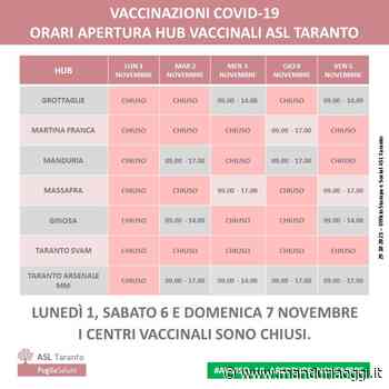 MANDURIA - Vaccinazione Covid: l'hub di Manduria sarà operativo martedì 2 e giovedì 4 novembre - ManduriaOggi