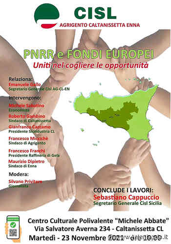 Il 23 novembre convegno Cisl Agrigento-Caltanissetta-Enna su PNRR e fondi europei - TeleNicosia
