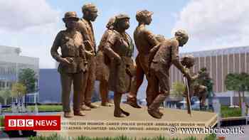 Covid memorial sculpture unveiled in Barnsley - BBC News