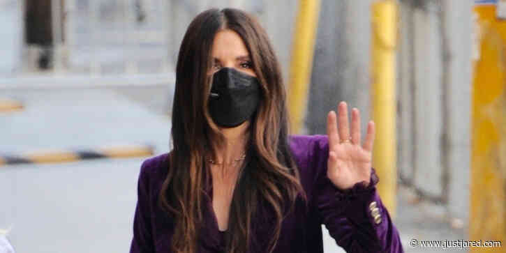 Sandra Bullock Arrives In the Prettiest Purple Pantsuit For An Interview in LA