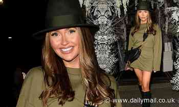Charlotte Dawson puts on a leggy display in khaki jumper dress - Daily Mail