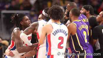 Lakers-Pistons melee: LeBron James suspended one game for elbow; Isaiah Stewart two games for lashing out