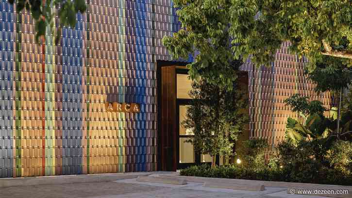 Esrawe Studio and Superflex create stripy ceramic facade for Grupo Arca showroom in Miami