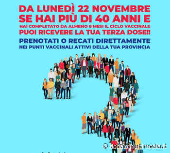 Enna – Vaccinazioni: da oggi terza dose 40-59 anni - dedalomultimedia.it