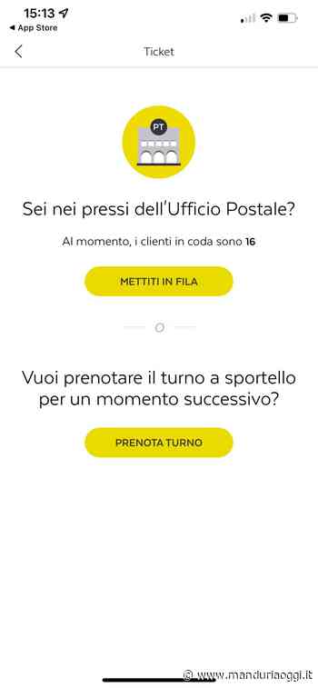 MANDURIA - Nell'ufficio postale centrale è attiva da oggi l'app 'Ufficio Postale': avvisa l'utente quando è arrivato il proprio turno - ManduriaOggi