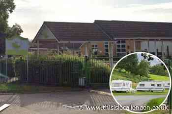 Caravans pitched up near a Harlow school forced to leave