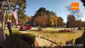 WATCH: FedEx driver fixes, salutes US flag at NC home