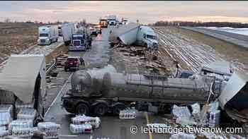 Multi-tractor trailer crash on QEII results in fatality - Lethbridge News Now