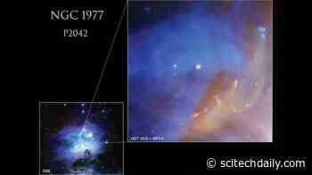 Hubble Spots a Pulsing Stellar Jet in Running Man Nebula That Stretches Over 11 Trillion Miles Through Space