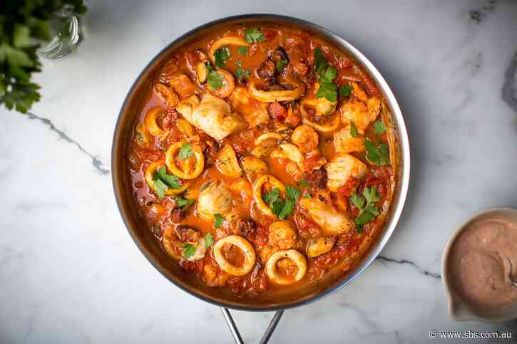 Chorizo, fennel  and tomato fish stew