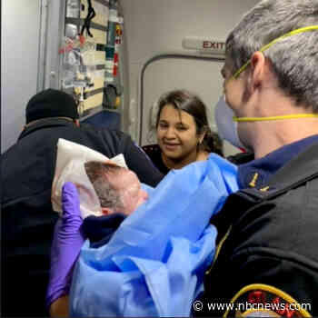 Mother who gave birth on a plane thanks first responders who delivered baby
