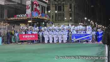 Hampton University Marching Force performs in Macy's Thanksgiving Day Parade