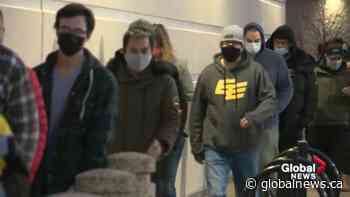 Edmontonians line up for Black Friday deals amid supply chain shortages and shipping delays