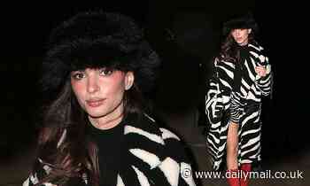 Emily Ratajkowski wows in a zebra print coat and miniskirt