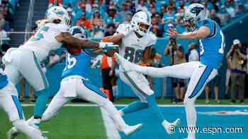 Dolphins start fast, stun Panthers with blocked punt for touchdown