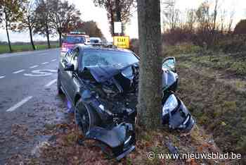 Auto knalt tegen boom