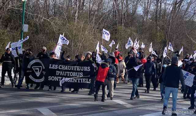 Laval, Que., bus drivers continue 2-day strike, leaving transit users without service - Globalnews.ca