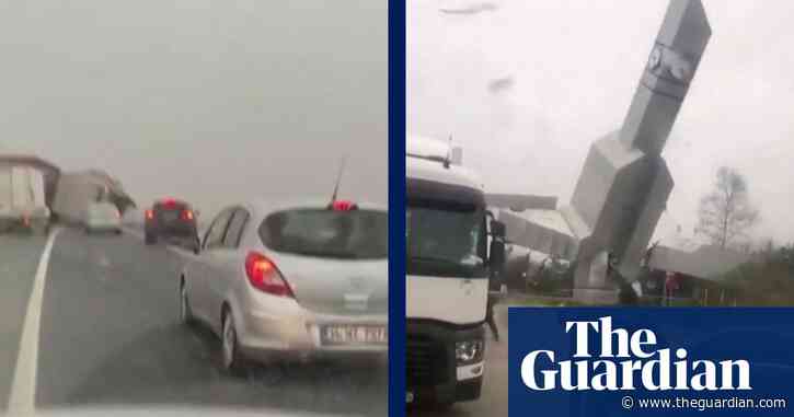 Trucks overturn and buildings collapse as extreme winds hit Turkey – video