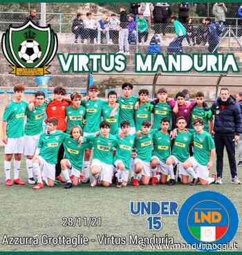 GIOVANISSIMI PROVINCIALI - Il pareggio a Grottaglie sta stretto alla Virtus Manduria. Il gol del momentaneo vantaggio siglato da Distratis - ManduriaOggi