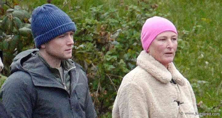 Taron Egerton Bundles Up for Walk in the Park with His Mom