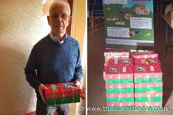 Chingford Rotarians supporting Christmas child appeal