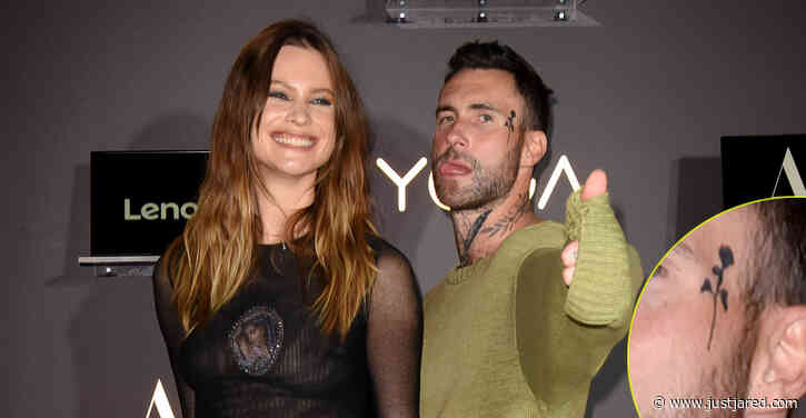 Adam Levine Debuts New Face Tattoo During Red Carpet Appearance with Behati Prinsloo - See it Here!