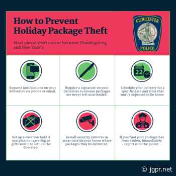 Gloucester Police Department Shares Package Theft Prevention Tips During Holiday Season - John Guilfoil Public Relations