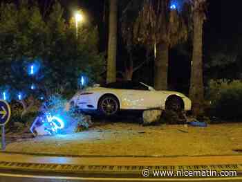 La Porsche boxster d’un P.-D.G. suisse s’encastre sur un rond-point à Mandelieu