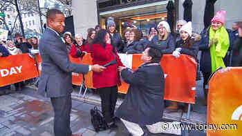TODAY super fans get engaged on the plaza with an assist from Craig Melvin