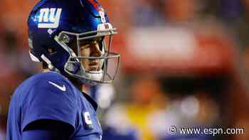 Giants QB Jones (neck) ruled out vs. Dolphins
