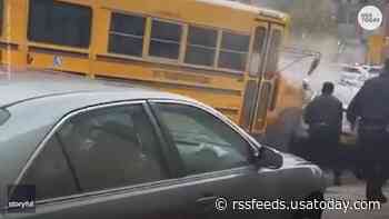 New York man arrested after allegedly stealing a school bus, crashing into cars