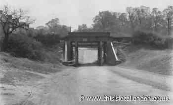 Old railway bridge in Chingford, East London, almost 100 years ago