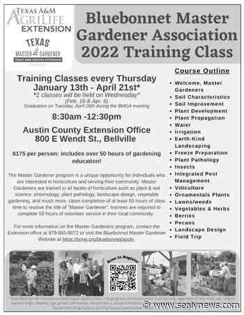 Applications accepted for Bluebonnet Master Gardener Intern Class - Sealy News