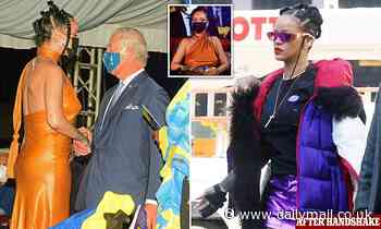 Rihanna grasps Prince's hand while sporting a discreet splint