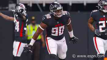 Falcons' Marlon Davidson gets rare D-lineman pick-six against Tom Brady