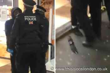 Watch police seize Rambo knife from man in Woolwich