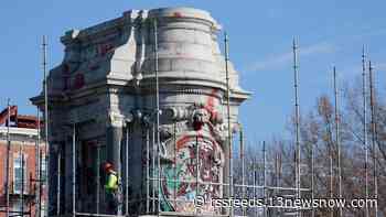 Crews begin long process of dismantling Lee statue pedestal