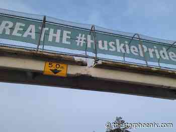 College Drive pedestrian overpass hit by truck, closed for repairs