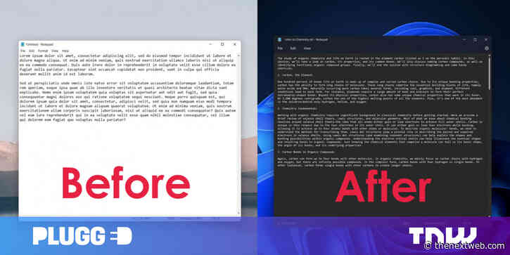 Notepad gets a new design in Windows 11, including a dark mode