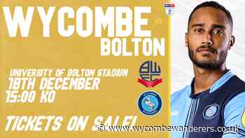Ticket details: Bolton (A), 18/12 - ALL-TICKET - News - Wycombe Wanderers FC