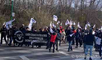 Laval, Que., bus drivers continue 2-day strike, leaving transit users without service - Global News