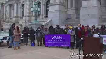 Police, families of murder victims, rally in Albany for changes to criminal justice reform