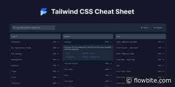 Tailwind CSS Cheat Sheet - Every class name from Tailwind CSS on a single page.